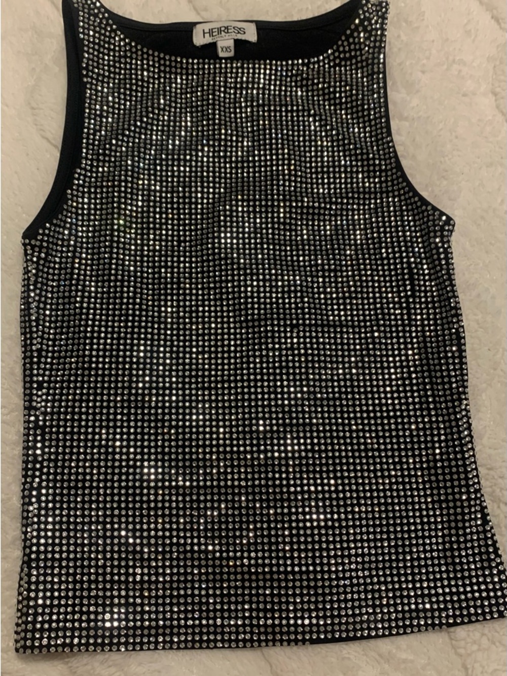 Heiress Black Rhinestone Tank Top - Sparkle Sleeveless Blouse